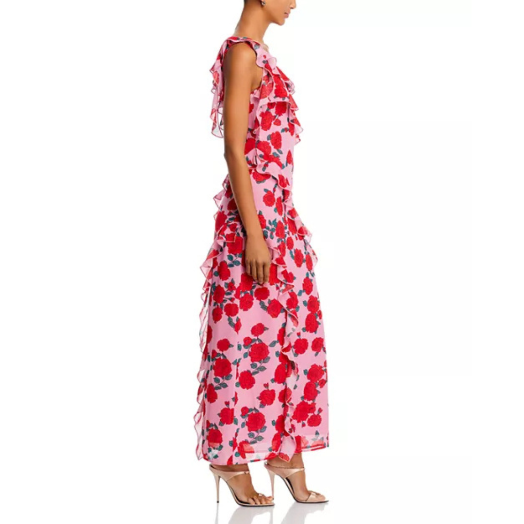 WAYF Rosaline Ruffled Asymmetric Maxi Dress