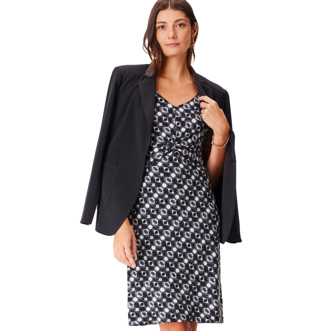Nic & Zoe Midnight Shibori Twist-Front Sheath Dress