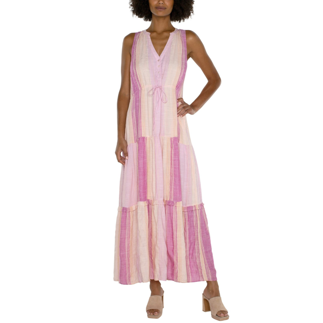Liverpool Los Angeles Striped Tiered Maxi Dress