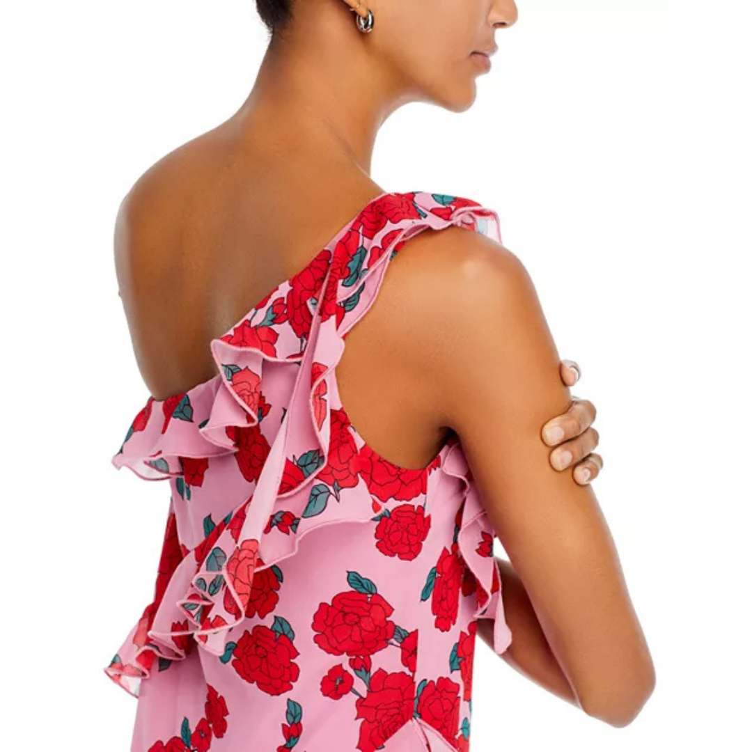 WAYF Rosaline Ruffled Asymmetric Maxi Dress