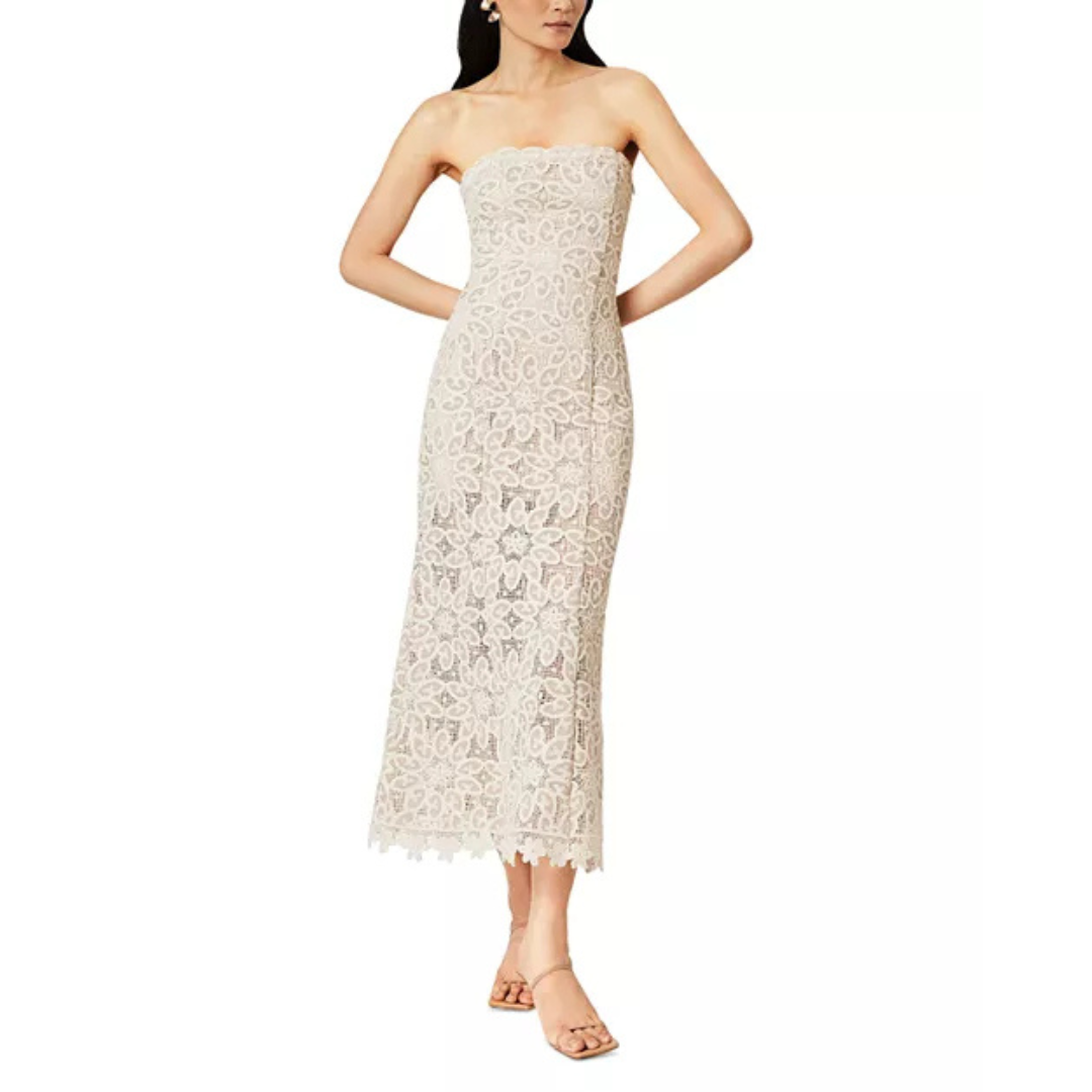 Elliatt Dreamer Strapless Lace Midi Dress – Cream