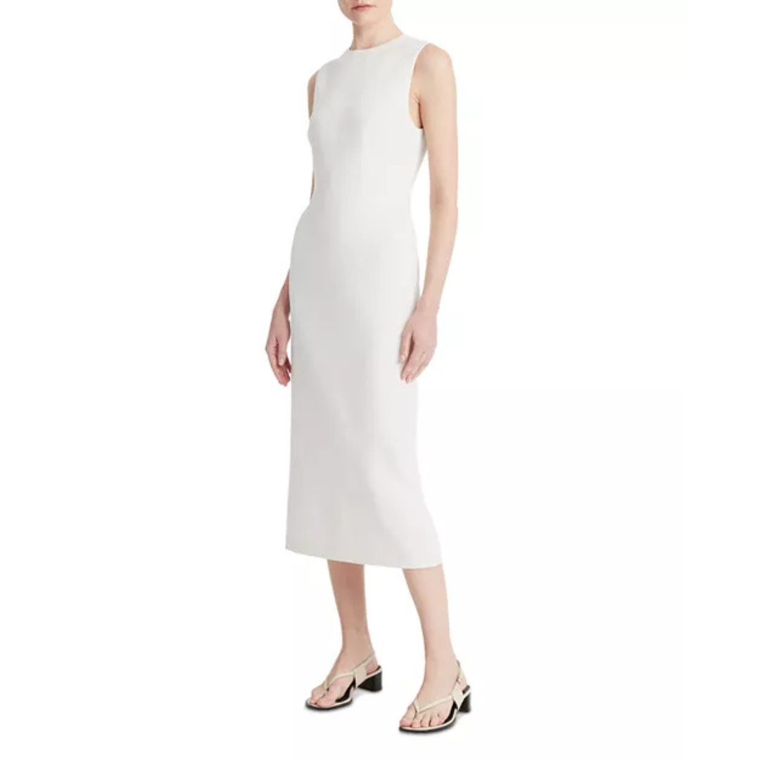 Vince Ivory Sleeveless Sheath Midi Dress