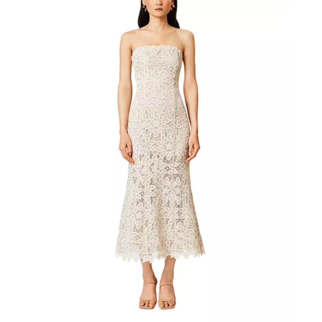 Elliatt Dreamer Strapless Lace Midi Dress – Cream