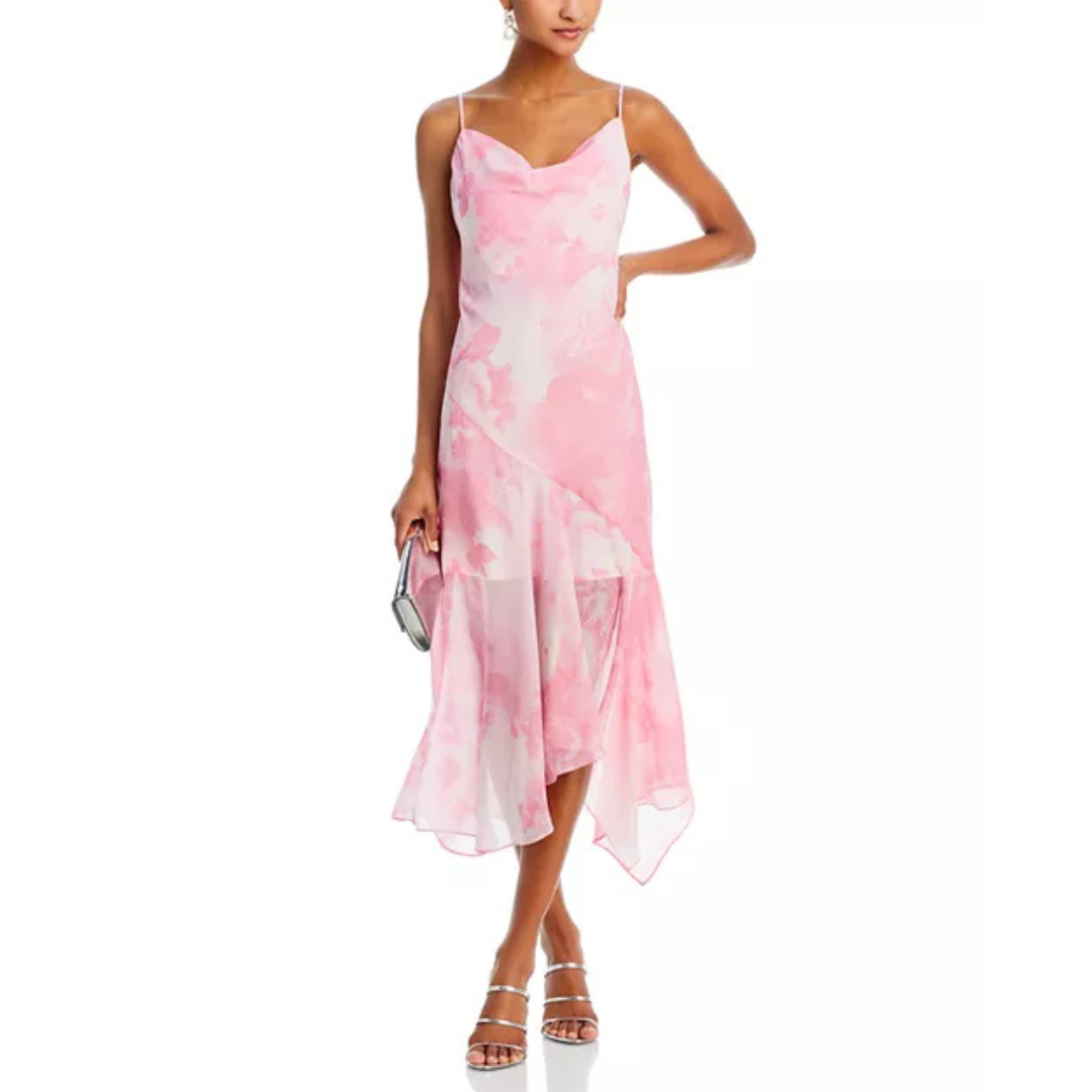 WAYF Rendezvous Cowl Neck Dress – Watercolor Pink