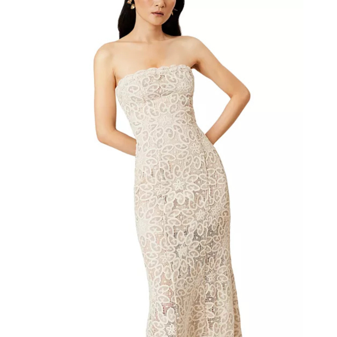 Elliatt Dreamer Strapless Lace Midi Dress – Cream