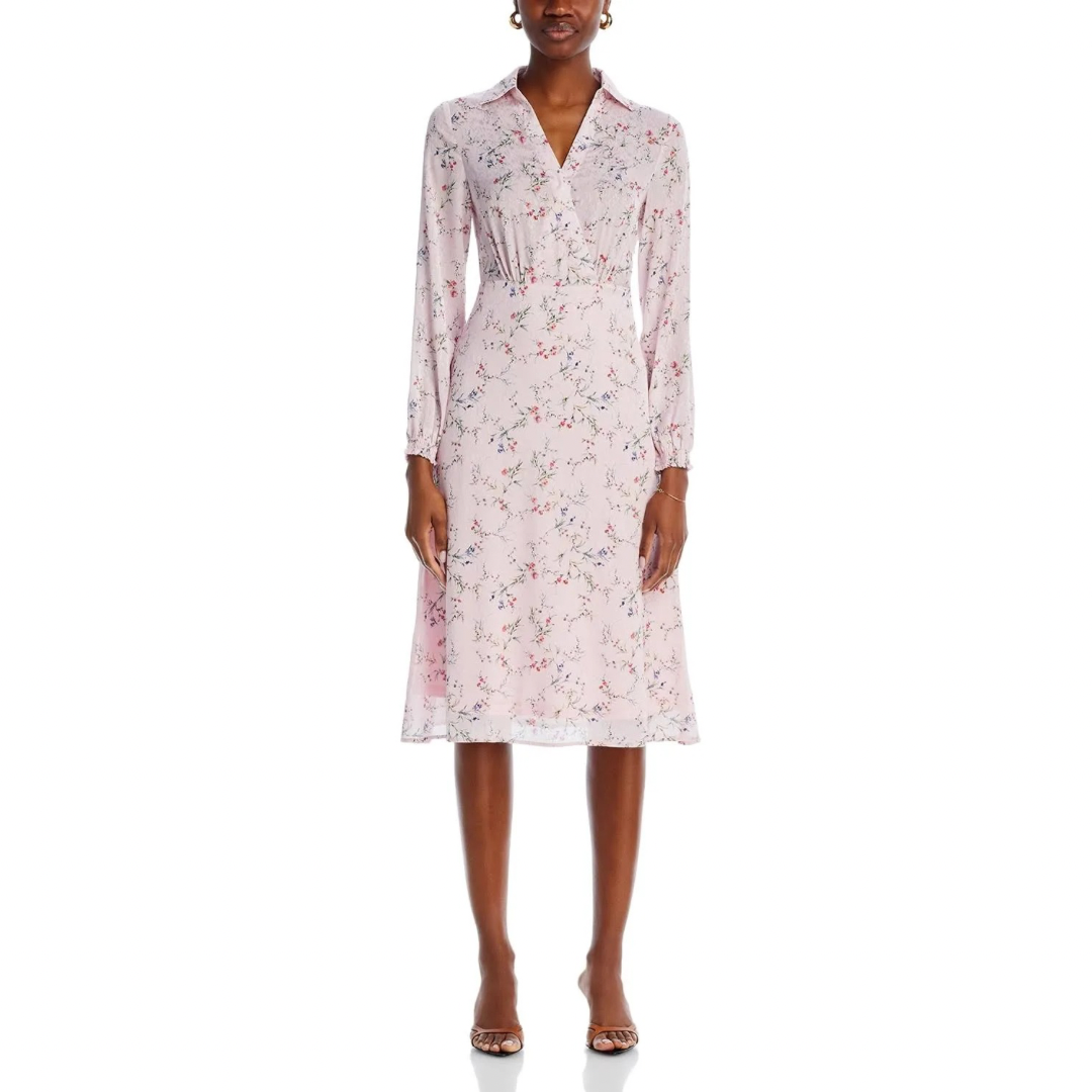 KOKO + MASON Floral Long Sleeve Midi Dress