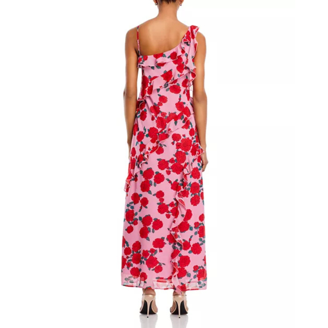 WAYF Rosaline Ruffled Asymmetric Maxi Dress
