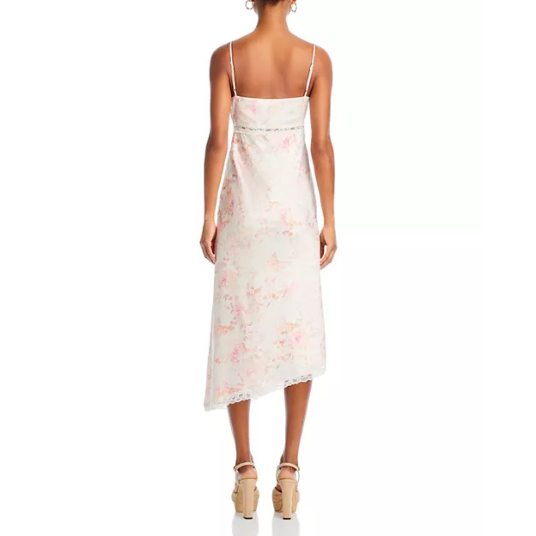 WAYF Mary Floral Lace Trim Slip Dress
