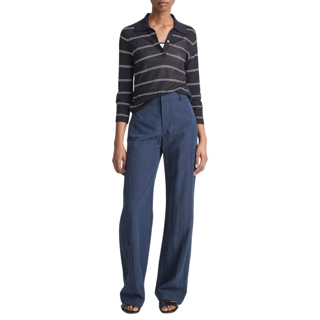 Vince Striped Italian Cotton Piqué Polo Shirt