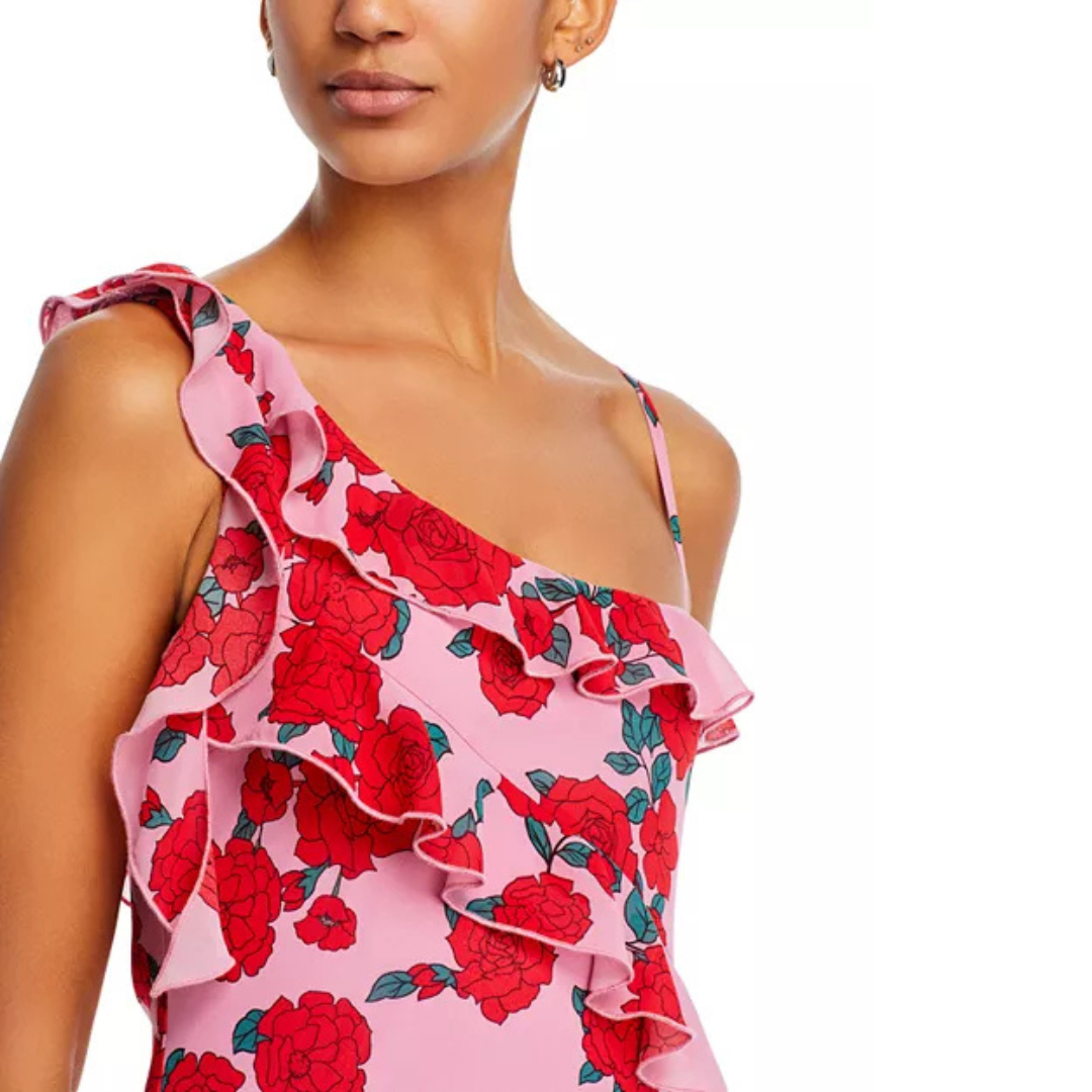 WAYF Rosaline Ruffled Asymmetric Maxi Dress