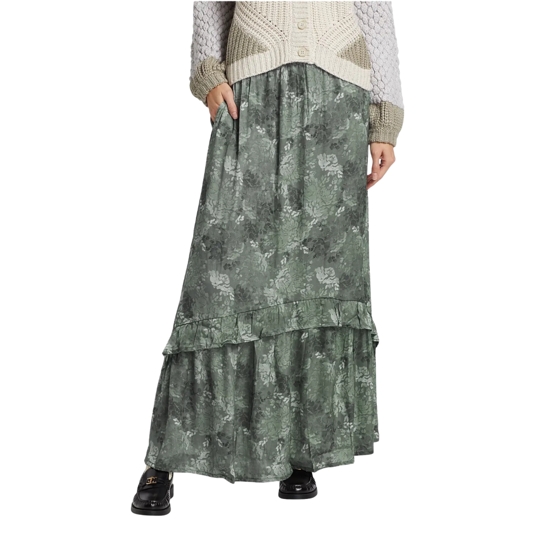 Splendid Linsey Floral Ruffle Maxi Skirt