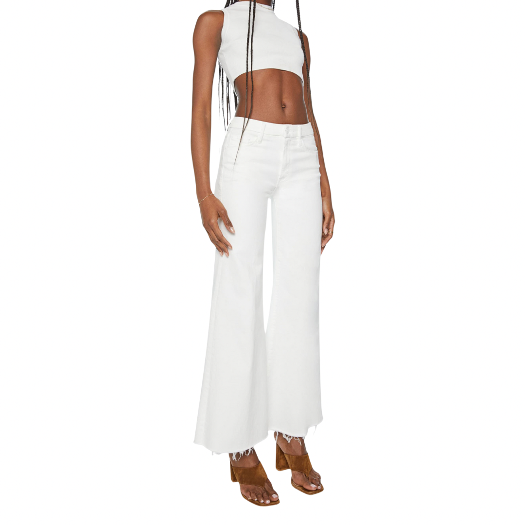 MOTHER “Fairest of Them All” Roller Frayed Hem Wide-Leg Jeans