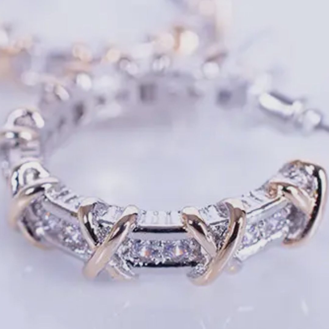 Channel Set X Huggie Earrings – Rhodium-Plated with Crystals