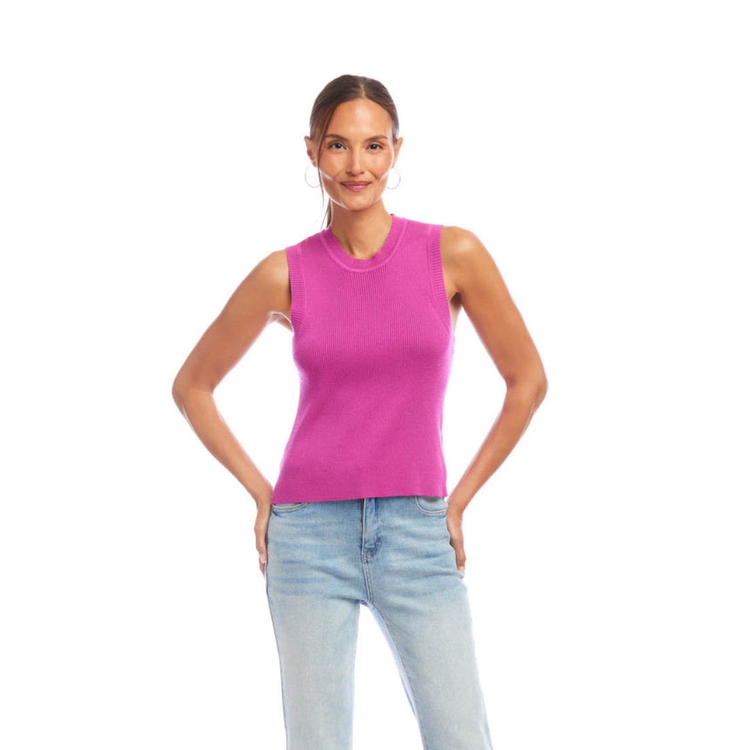 Karen Kane Dark Pink Ribbed Sweater Tank