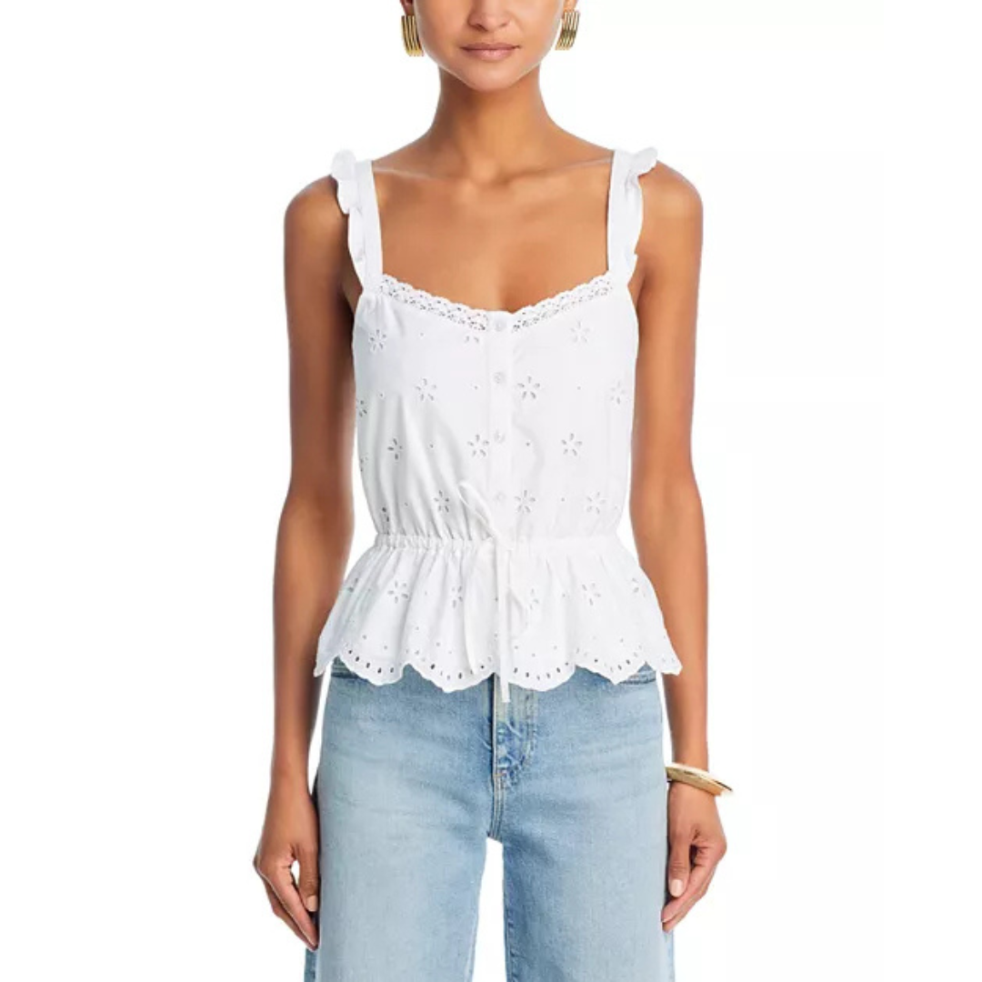 PAIGE Marsa Eyelet Embroidered Cotton Top