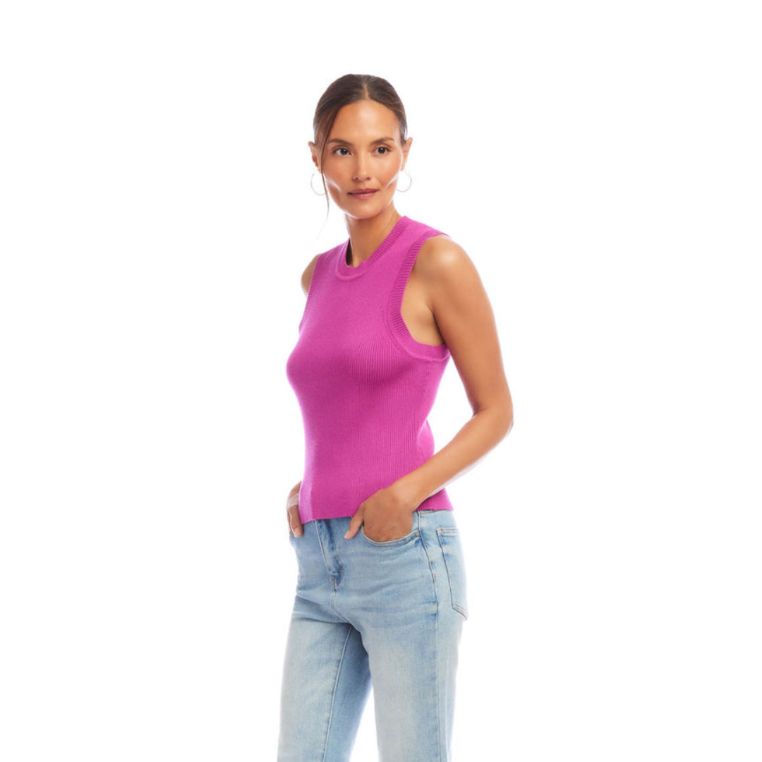 Karen Kane Dark Pink Ribbed Sweater Tank