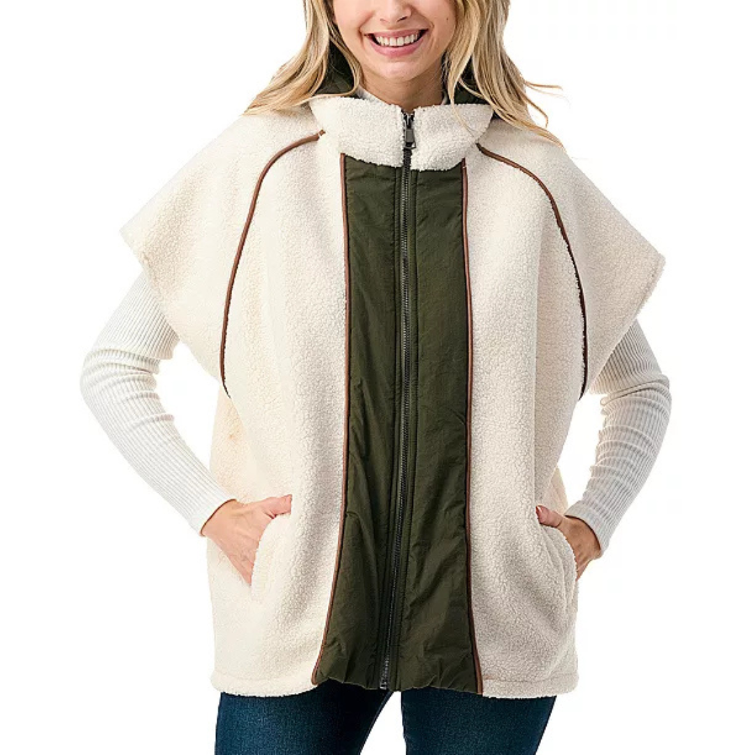 Marcus Adler Quilted Long Zipper Front Vest with Hood