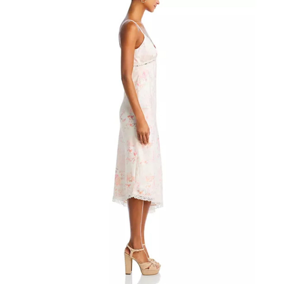 WAYF Mary Floral Lace Trim Slip Dress
