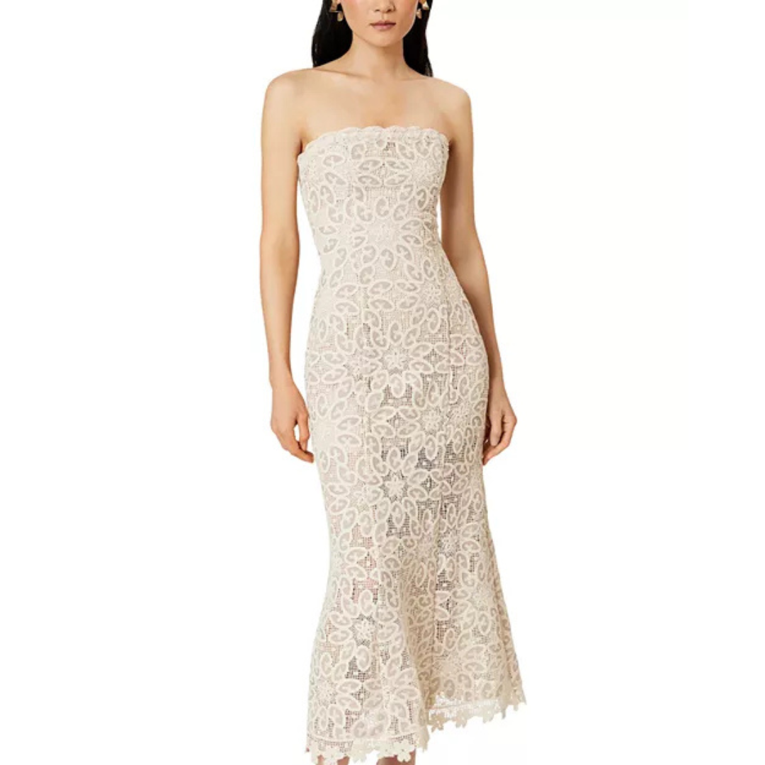 Elliatt Dreamer Strapless Lace Midi Dress – Cream