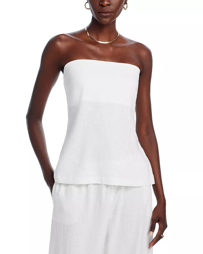 WAYF Carmela Strapless Linen Top