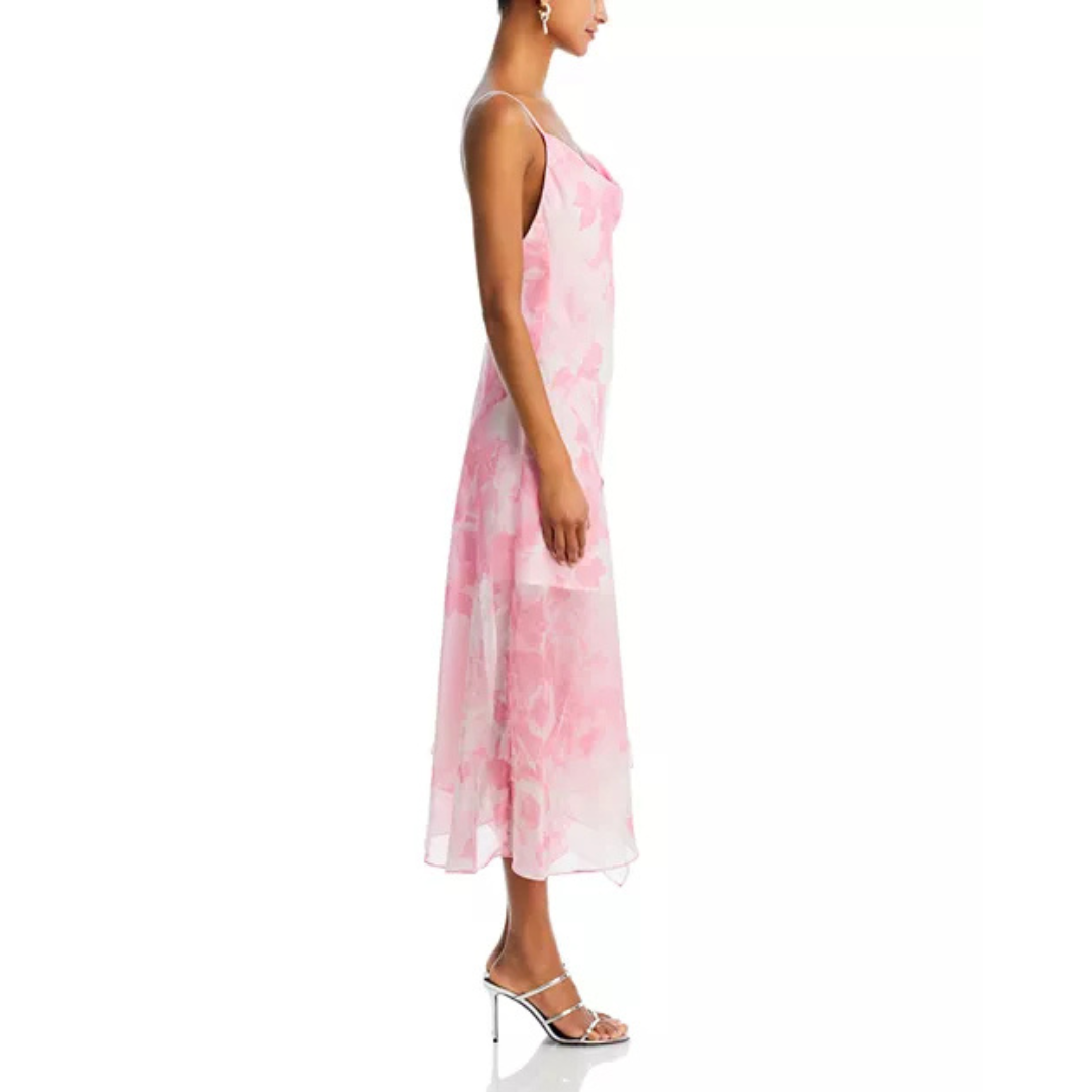 WAYF Rendezvous Cowl Neck Dress – Watercolor Pink