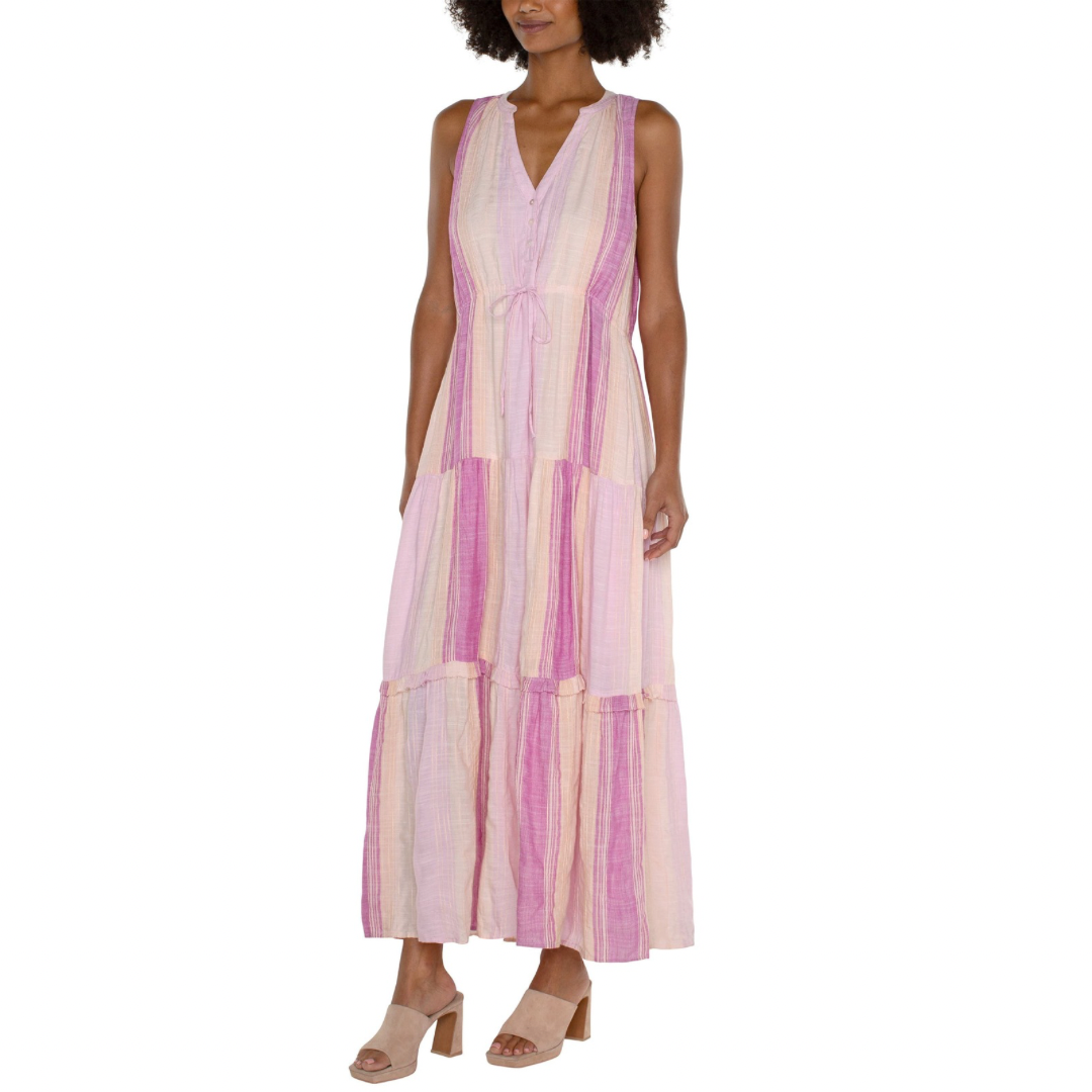 Liverpool Los Angeles Striped Tiered Maxi Dress