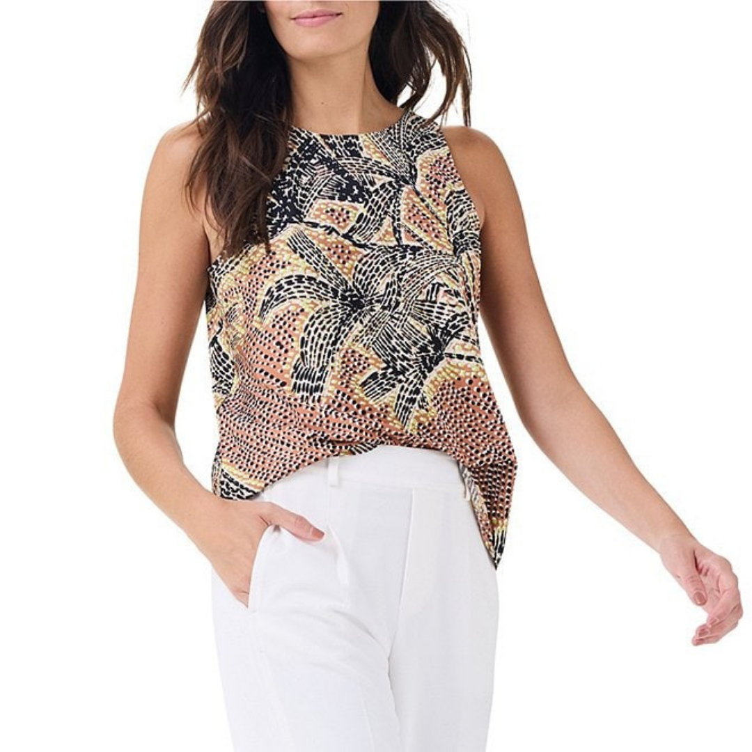 NIC + ZOE Dotty Palm Printed Knit Tank
