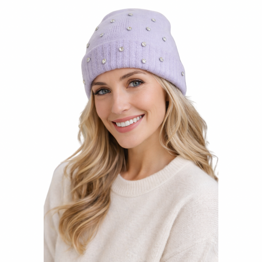 Charter Club Cashmere Crystal Beanie – Fresh Orchid (Lavender)