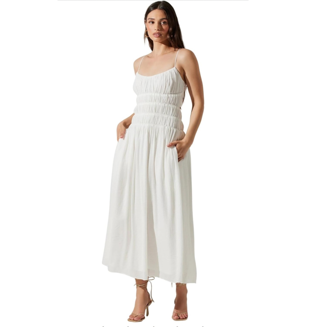 ASTR The Label Andrina Smocked Midi Dress