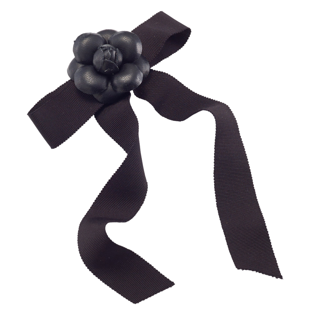 Lelet NY “Jenna Petite Bow” – Black Leather Rosette