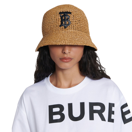 Burberry Raffia-Effect TB Monogram Bucket Hat