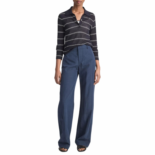 Vince Striped Italian Cotton Piqué Polo Shirt