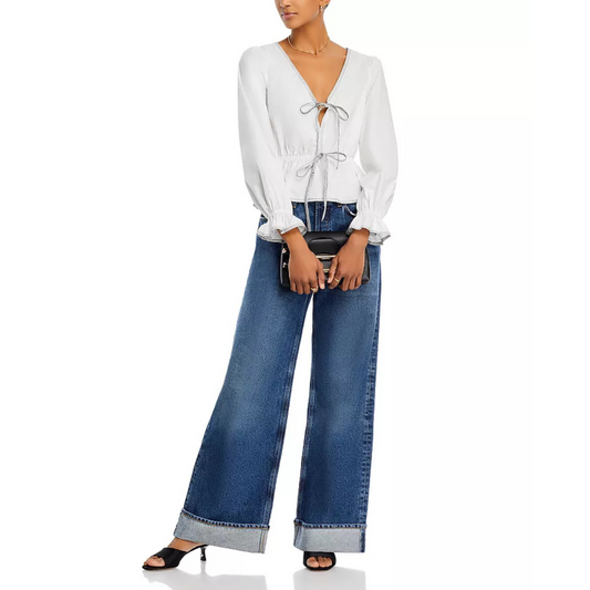 Lucy Paris Bailey Tie Front Blouse White