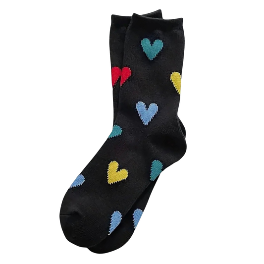 Heart Print Cotton Crew Socks