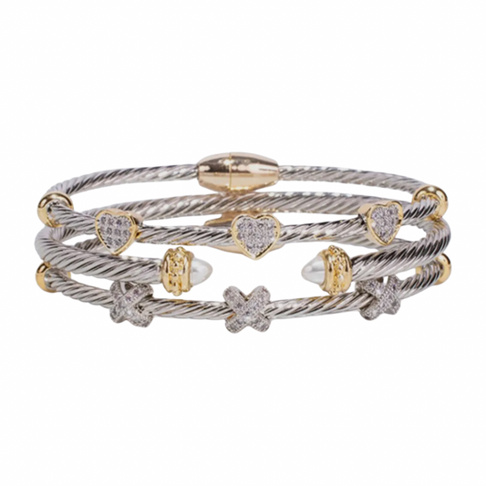 The Stack – 3-Piece Cable Bracelet Set | 14k Gold Plated & Rhodium