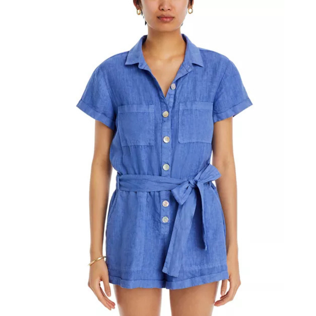 Bella Dahl Cobalt Blue Linen Utility Romper