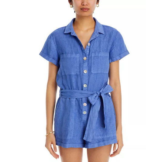 Bella Dahl Cobalt Blue Linen Utility Romper