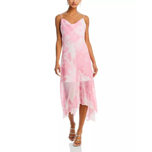 WAYF Rendezvous Cowl Neck Dress – Watercolor Pink