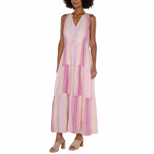Liverpool Los Angeles Striped Tiered Maxi Dress