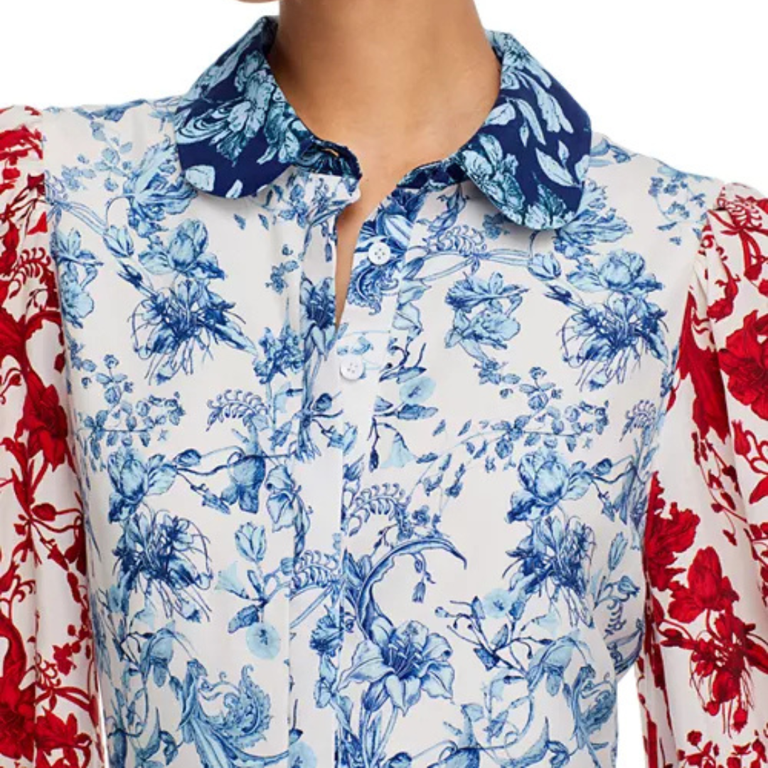 Alice + Olivia Paulie Mixed-Print Tiered Mini Dress