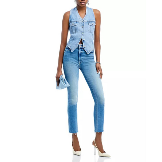 MOTHER Dazzler Mid Rise Ankle Fray Jeans – Riding The Cliffside