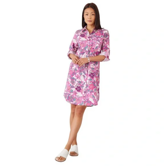 Karen Kane Floral Print Poplin Shirtdress