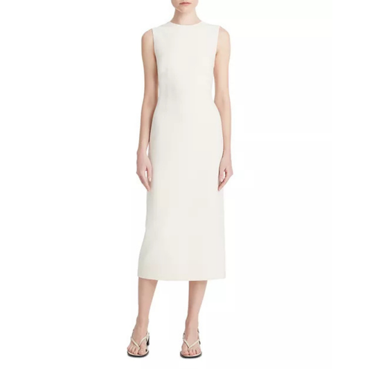 Vince Ivory Sleeveless Sheath Midi Dress
