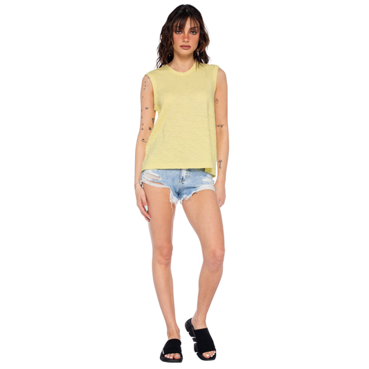Wilt Lemon Yellow Slub Cotton Sleeveless Shell Top